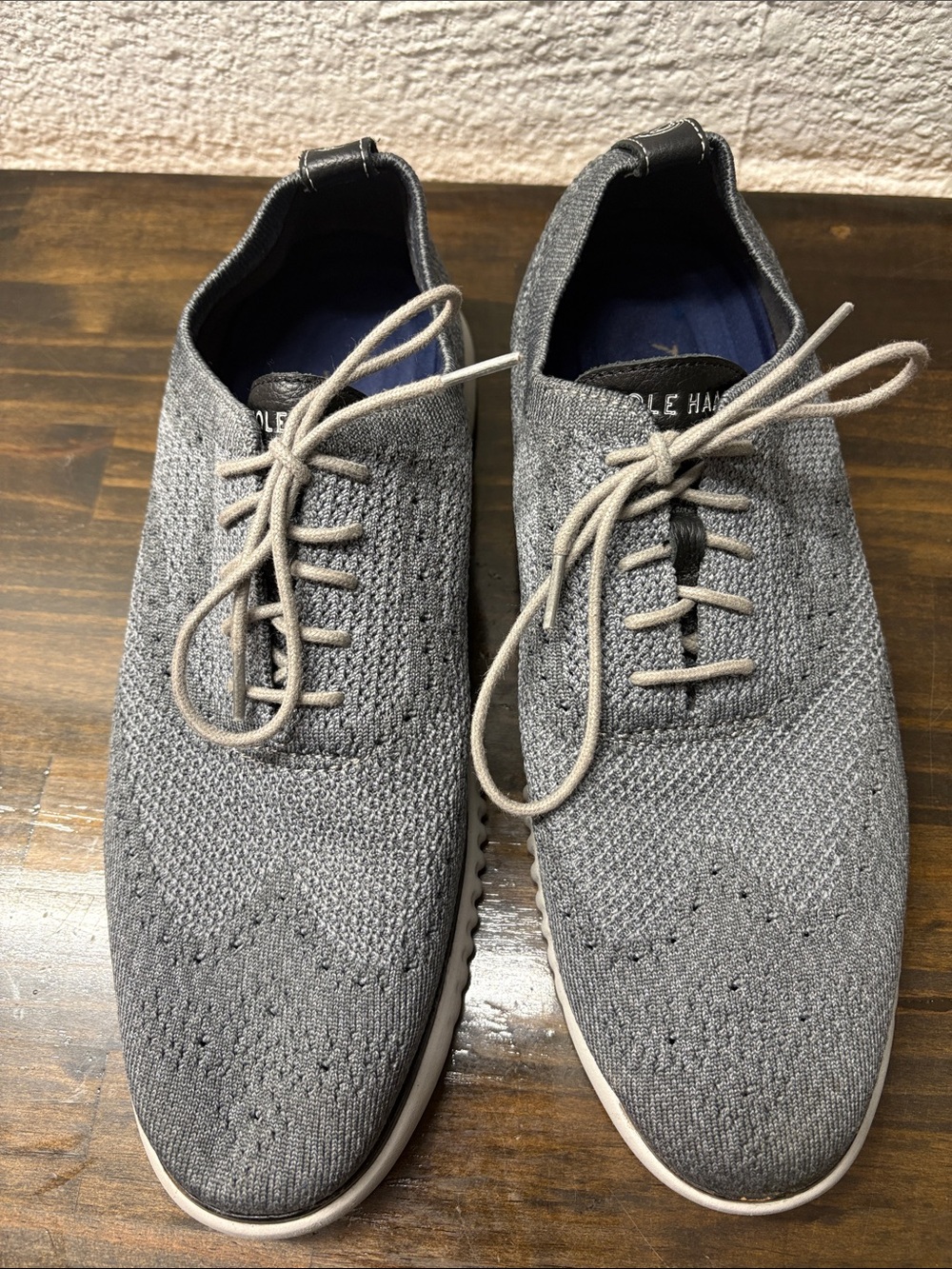 Cole Haan Gray Knit Lace-Up Oxfords Zero Gravity